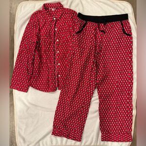 Victoria’s Secret Red and Black Penguin Pajama Set Size Small